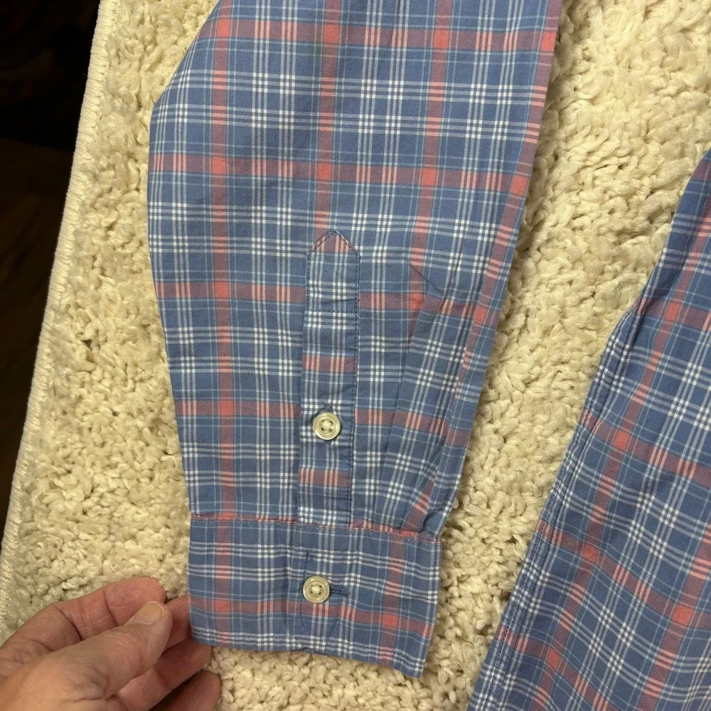 Kids Ralph Lauren Plaid Button Down Shirt Long Sleeve Classic Fit Blue Orange XL